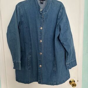 Blue Denim Jacket with Button Closure Denim & Co 2X